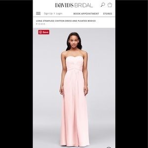 Long Strapless Bridesmaid Chiffon Dress